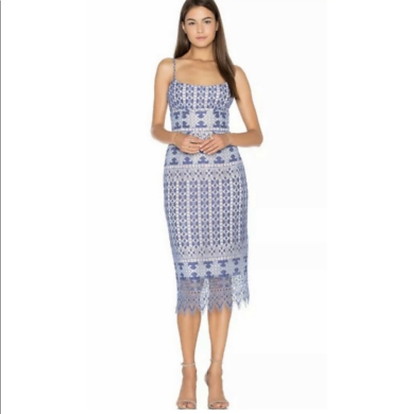 BCBGMaxAzria Dresses & Skirts - BCBGMaxAzria Blue Crochet Midi Dress